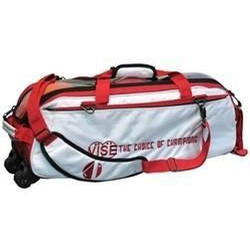 Vise 3 Ball Clear Top Tote Roller White Red Bowling Bag