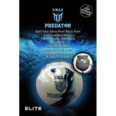 Elite Predator Xmax Silver/Black Pearl Bowling Ball.
